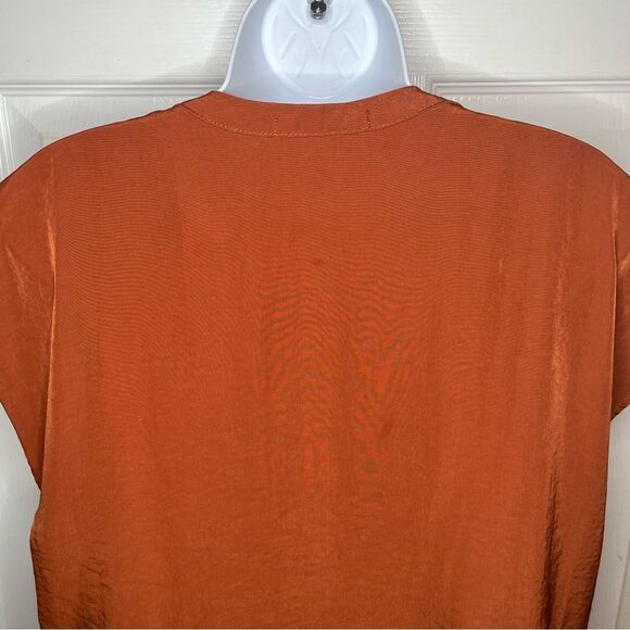 Harlowe & Graham Half Sleeve Pleat Blouse Pumpkins Orange S - Picture 8 of 9